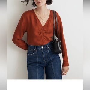 X014 NWT Madewell Brushed Ruched-Front Top Sz 4-14